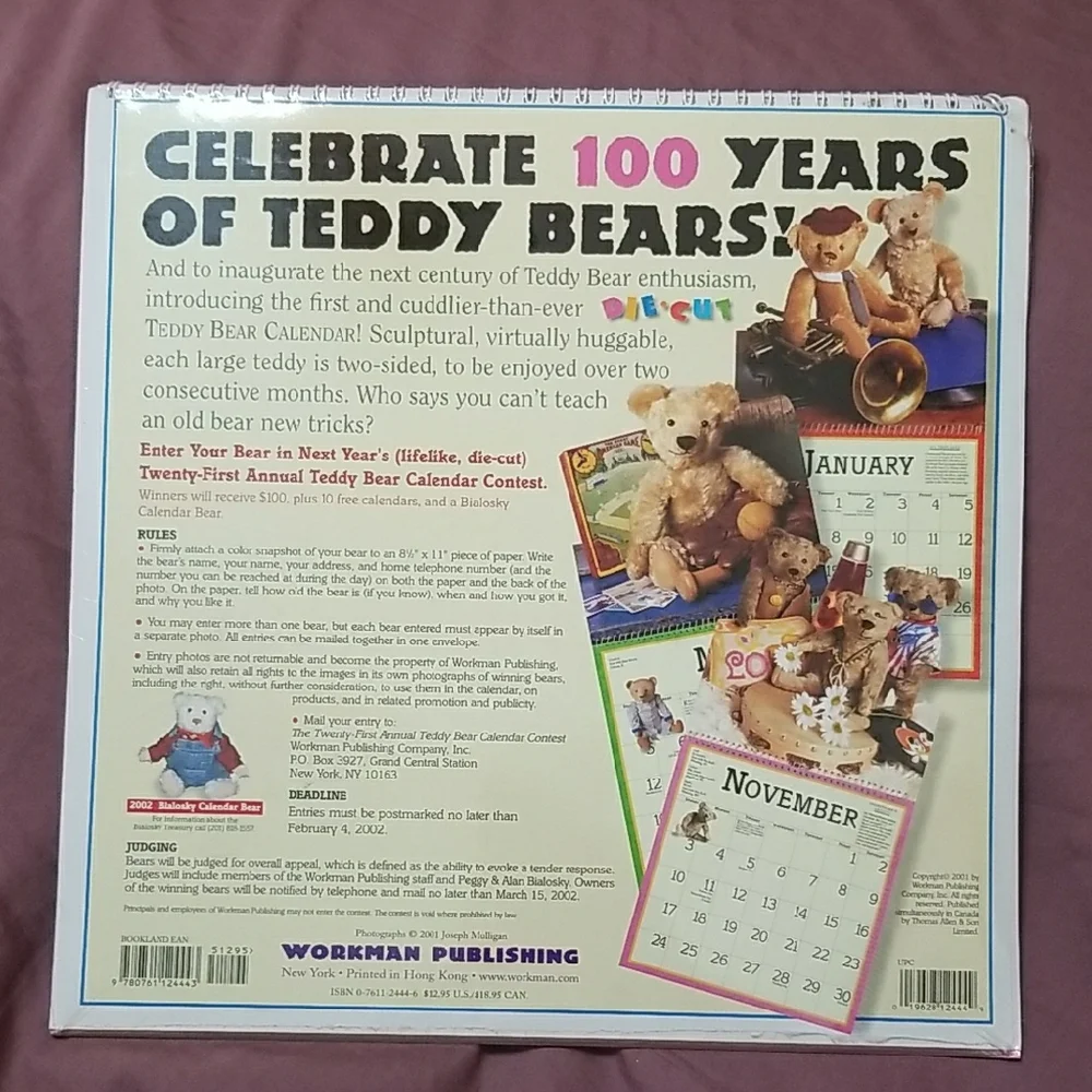 Vintage Teddy Bear Calendar 2002